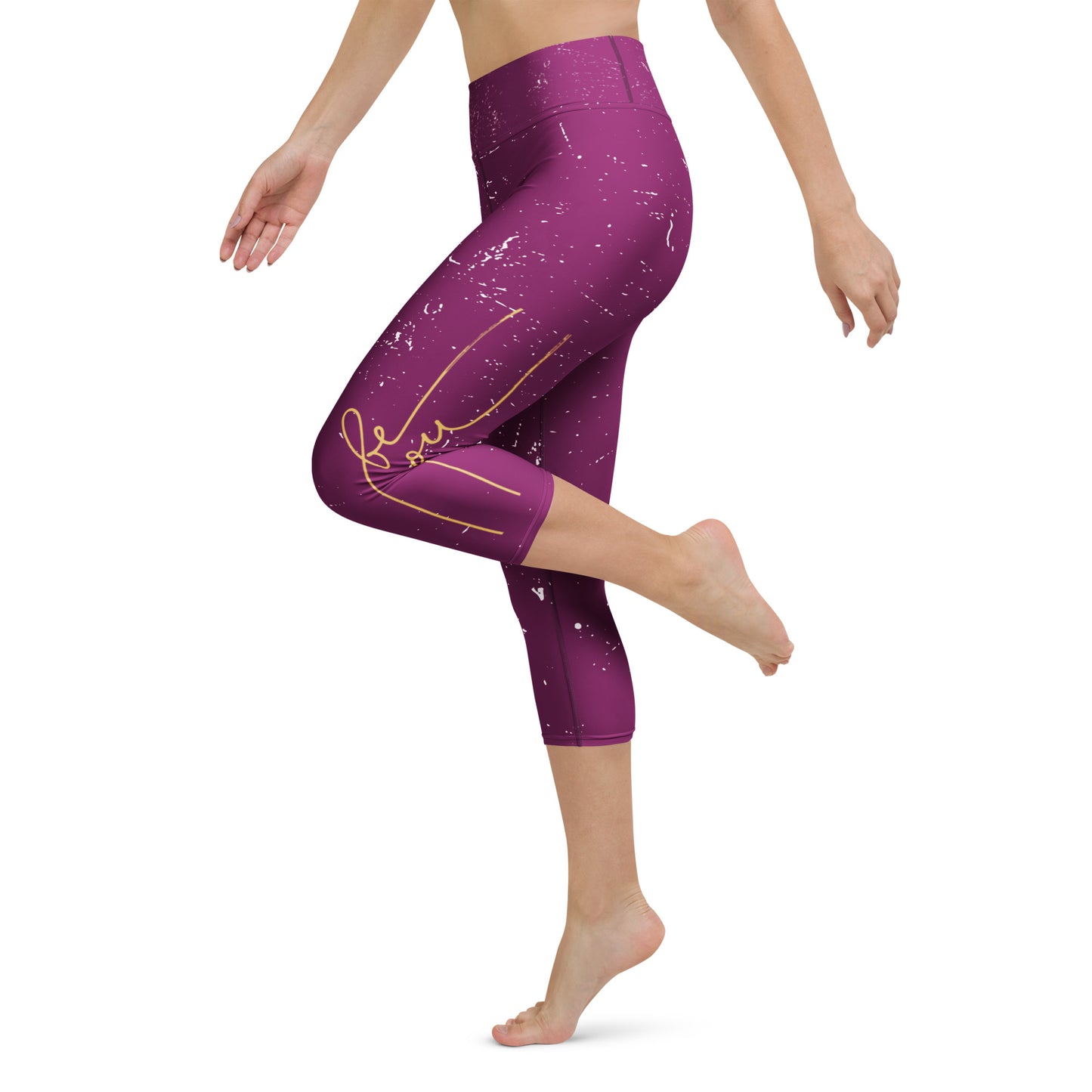 GynetiXx Leggings 3/4 lanmg in bordeaux mit goldenem aufdruck be you am bein
