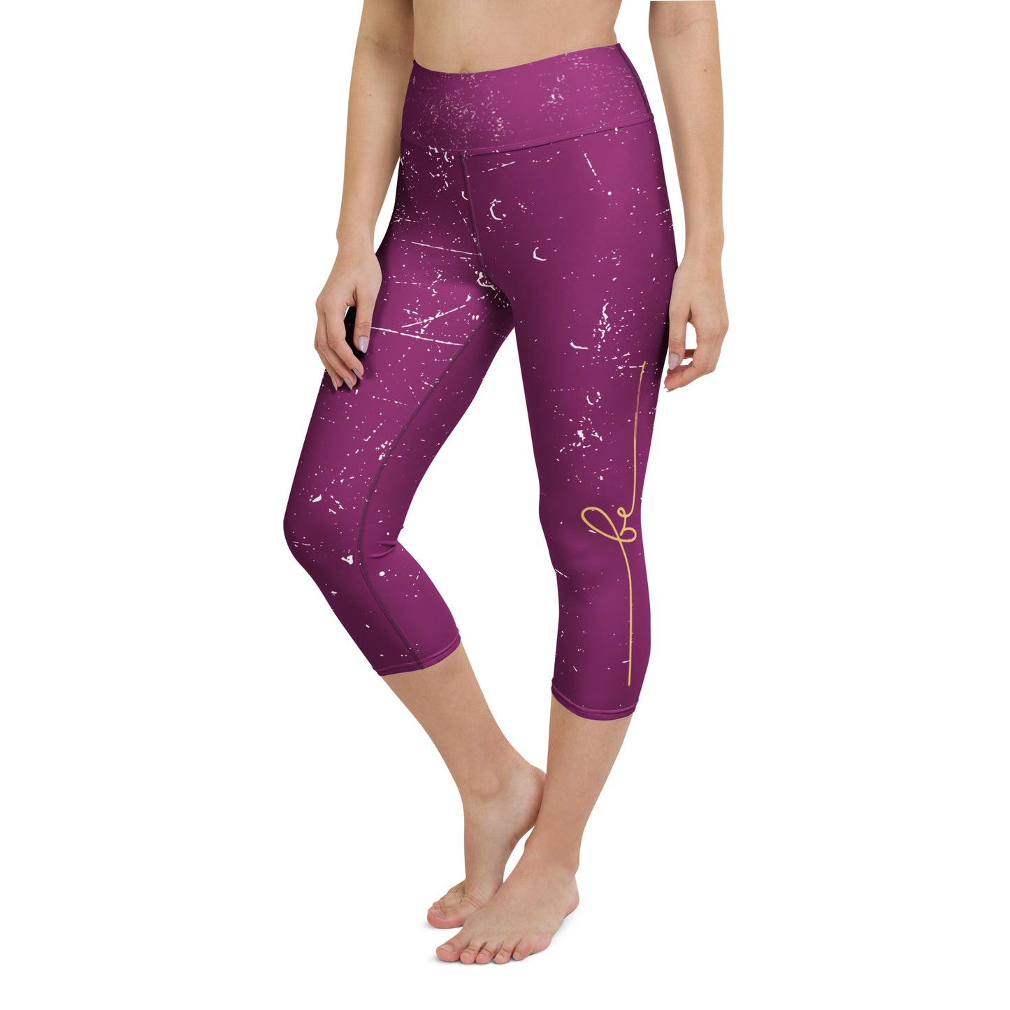 GynetiXx Leggings 3/4 lanmg in bordeaux mit goldenem aufdruck be you am bein highwaist
