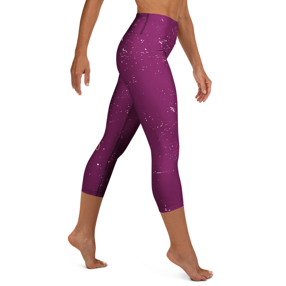GynetiXx Leggings 3/4 lanmg in bordeaux mit goldenem aufdruck be you am bein highwaist