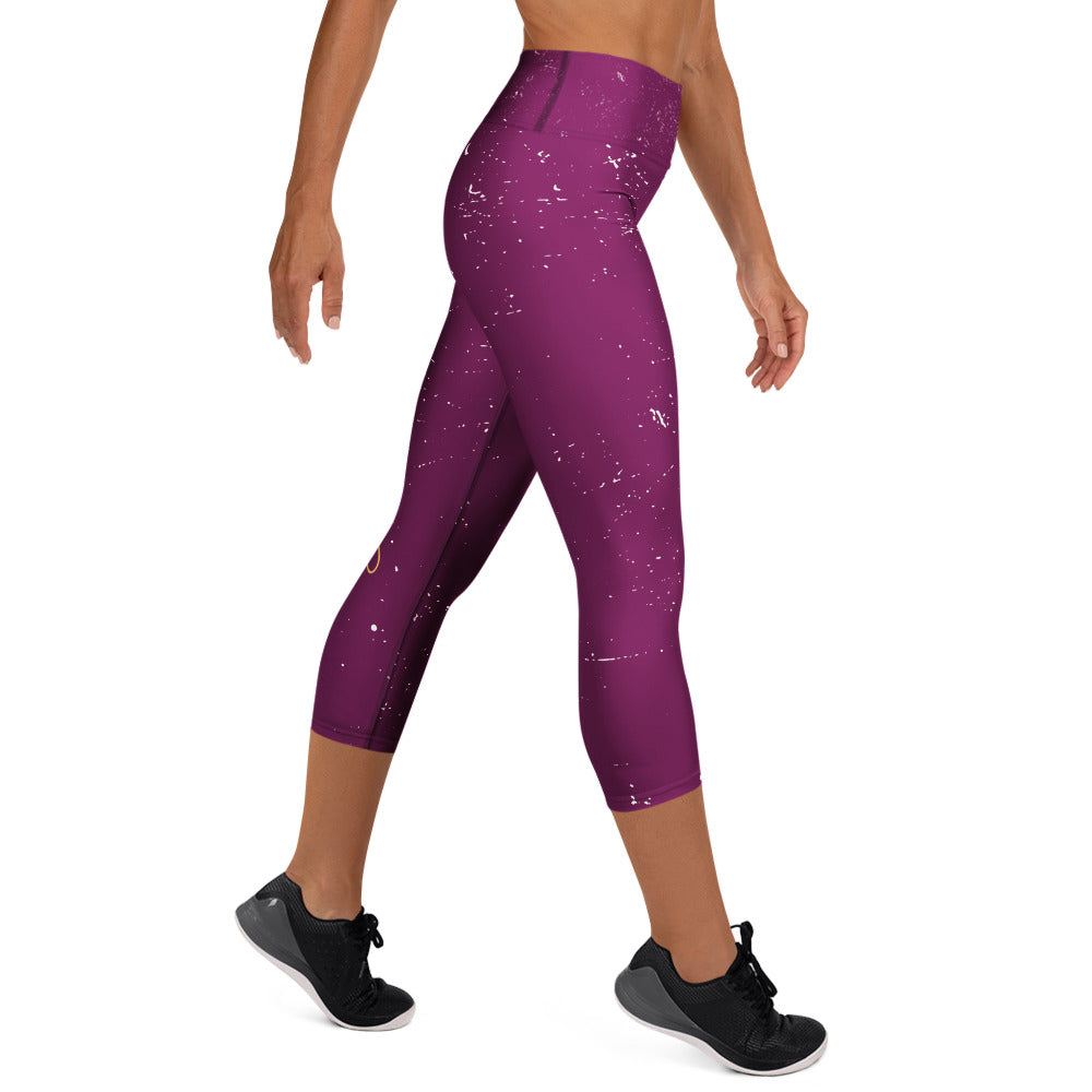 GynetiXx Leggings 3/4 lanmg in bordeaux mit goldenem aufdruck be you am bein highwaist