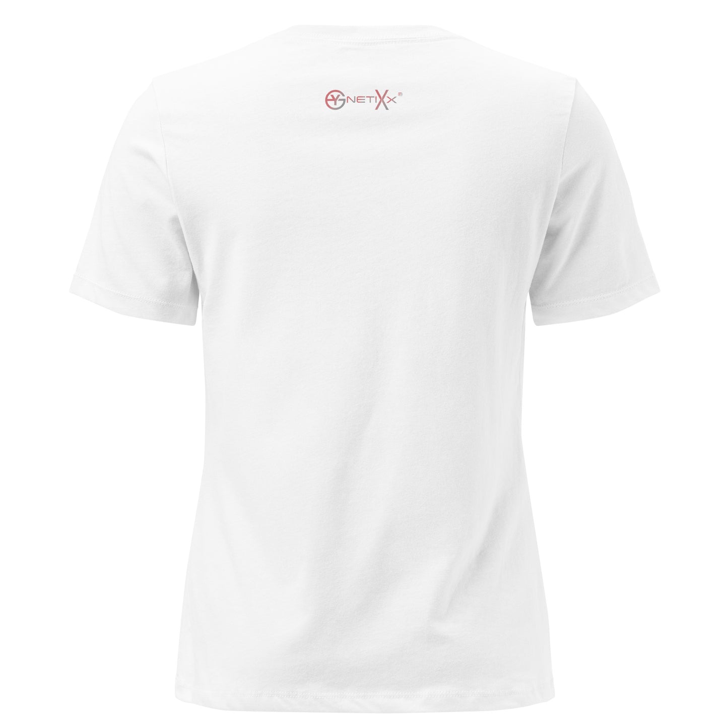 GynetiXx Feminine T shirt Cotton mit balance aufdruck in flieder gold, farbe shirt weiss