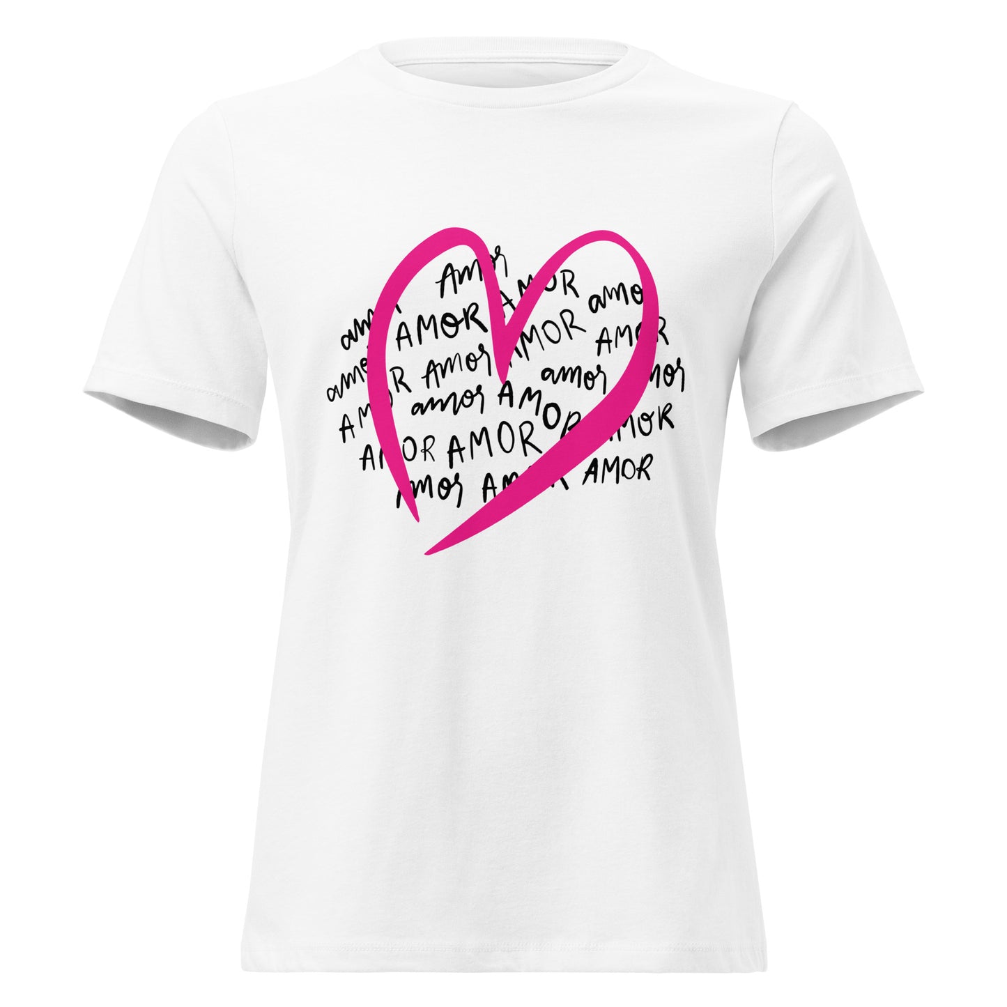 Amor T-Shirt frontansicht mit pinkem Herz