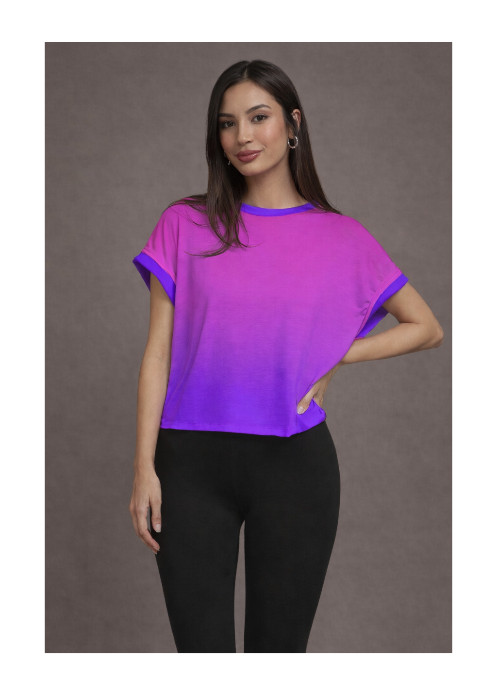 Flow Open-Back Tee – Pink · Lilac Gradient
