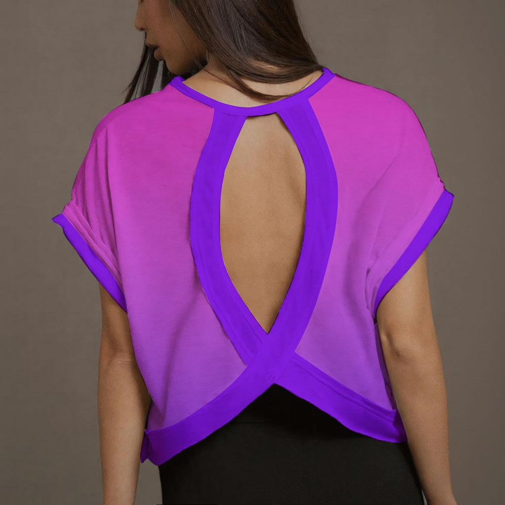 Flow Open-Back Tee – Pink · Lilac Gradient