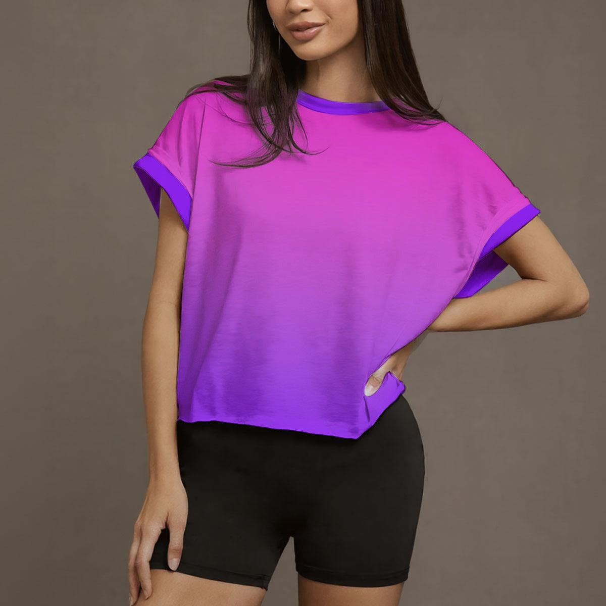 Flow Open-Back Tee – Pink · Lilac Gradient