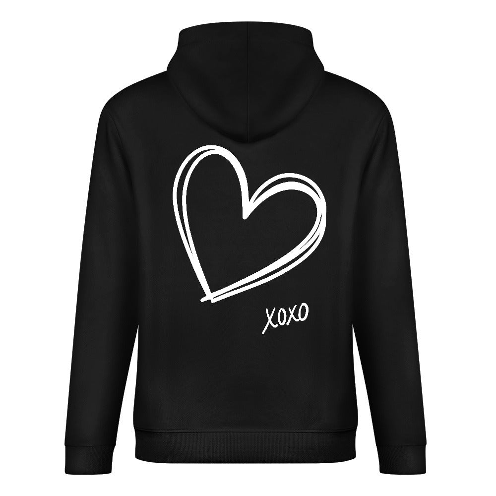 Love Yourself Statement Hoodie schwarz mit weissem herz auf dem ruecken