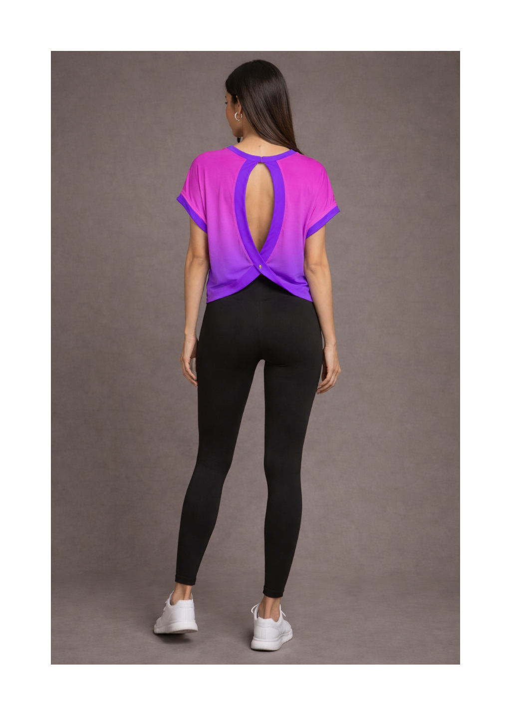 Flow Open-Back Tee – Pink · Lilac Gradient