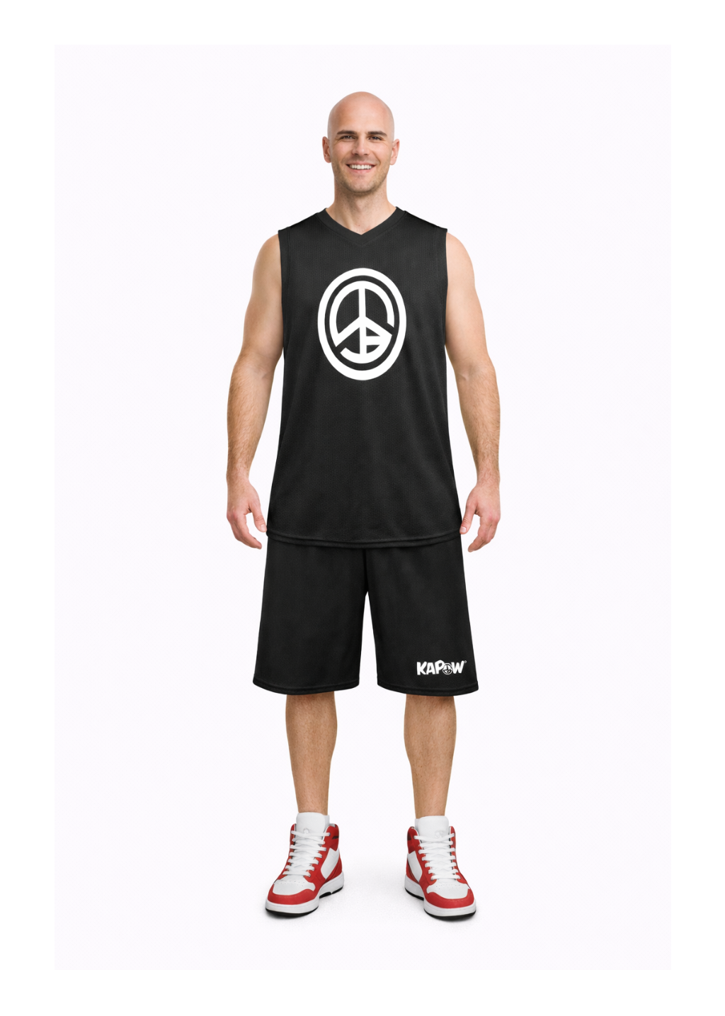 KAPOW® Peace Basketball Uniform – Black
