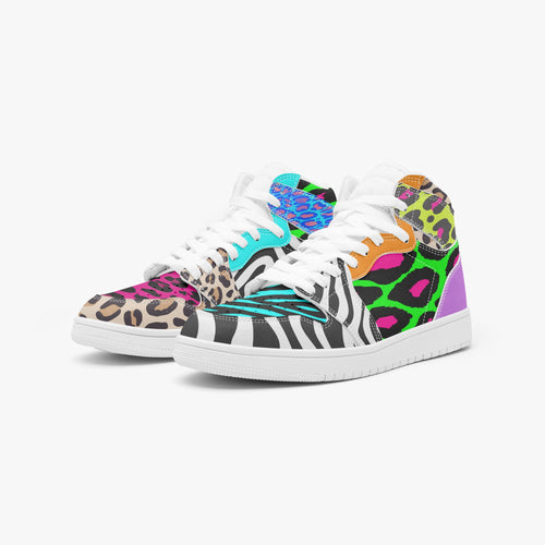 KAPOW® GROOV3 High-Top Sneakers – Animal Print – angled pair
