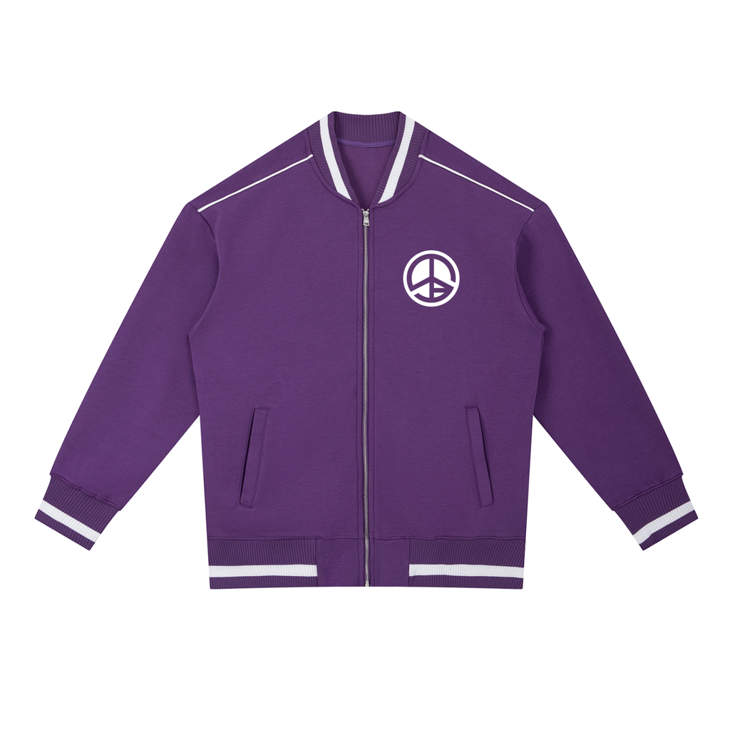 Contrast Piping Zip Bomber Jacket