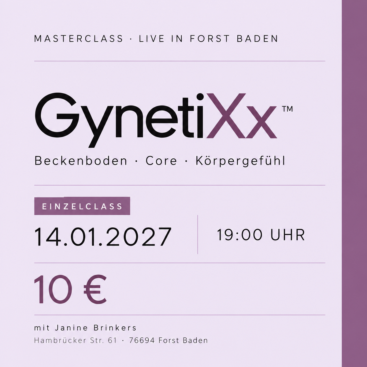 GynetiXx™ Masterclass | Forst Baden | 14.01.2027