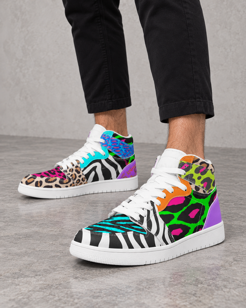 KAPOW® GROOV3 High-Top Sneakers – Animal Print – second studio model view, standing