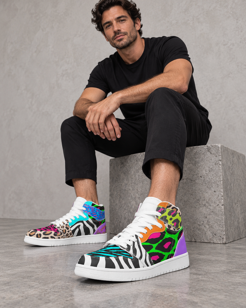 KAPOW® GROOV3 High-Top Sneakers – Animal Print – studio model view